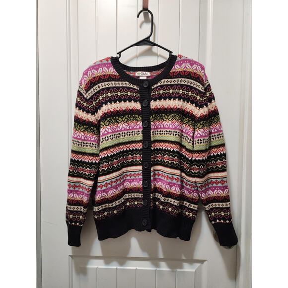 Tiara International Cardigan Sweater Women's L Colorful Fair Isle Knit Soft Cozy - Picture 1 of 7